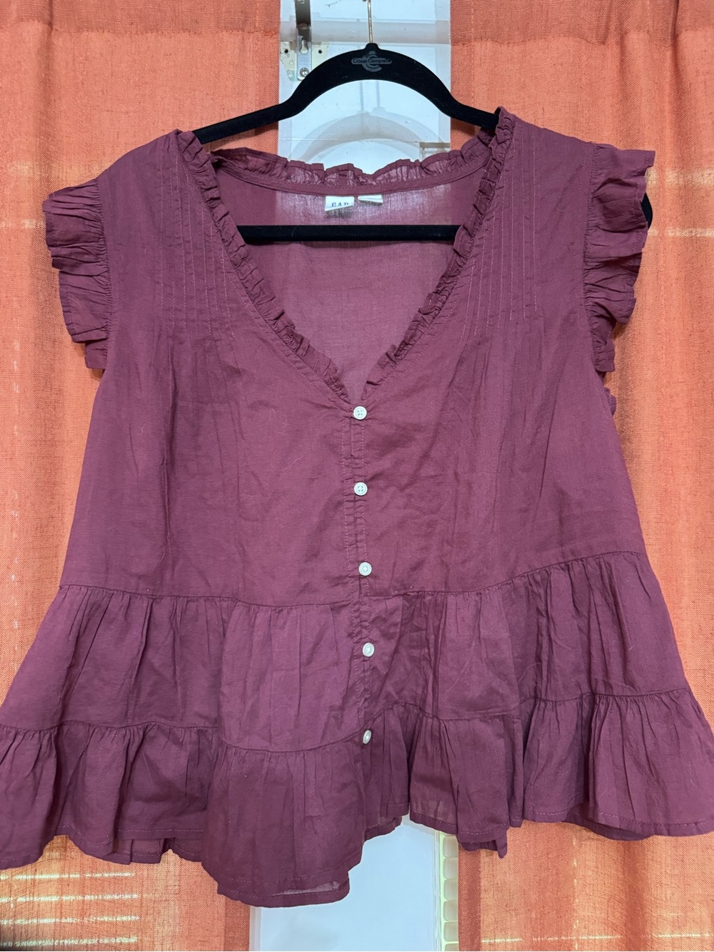 GAP Ruffle-Tiered Button Front Blouse